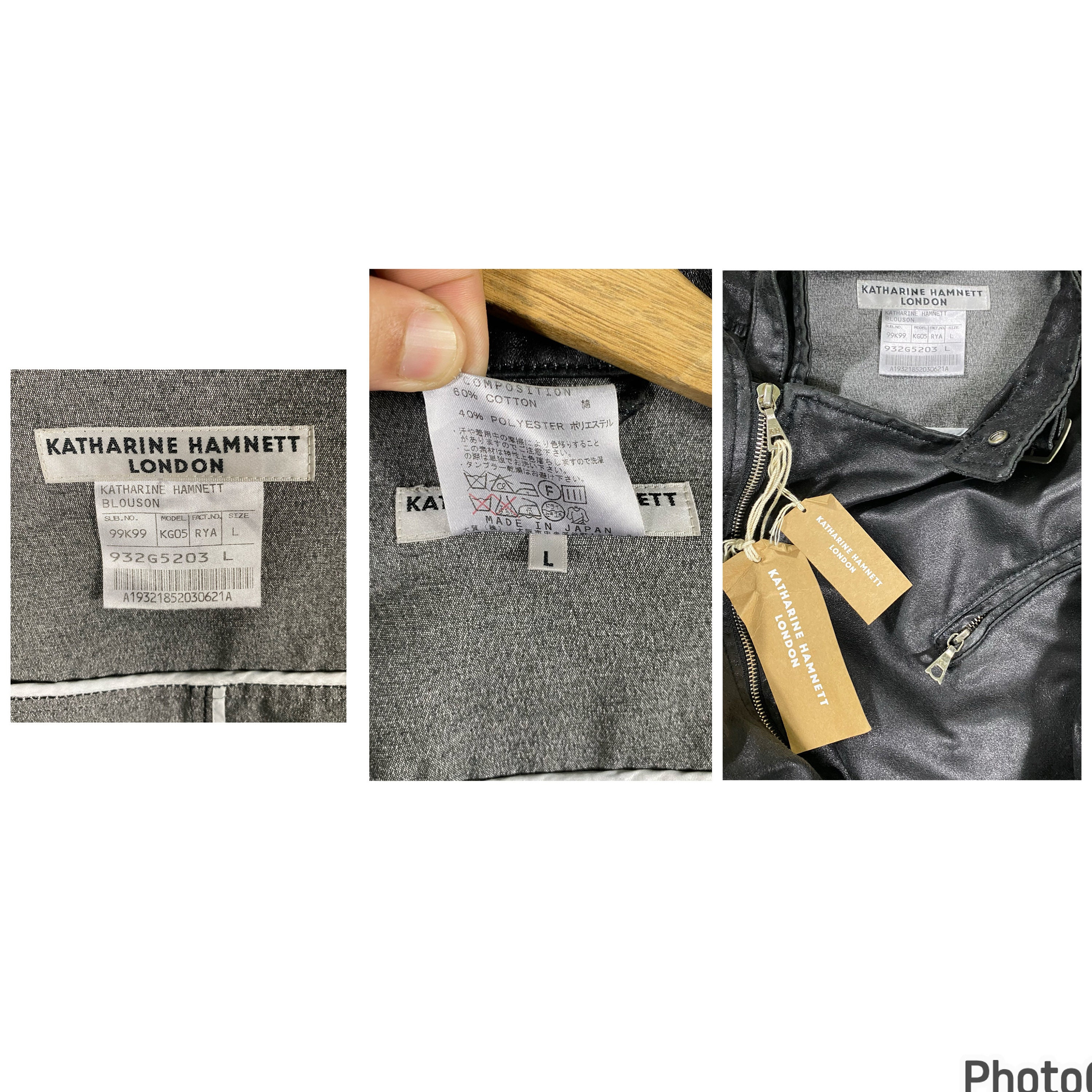 Vintage Katharine Hamnett London Jacket L Size Black Colour