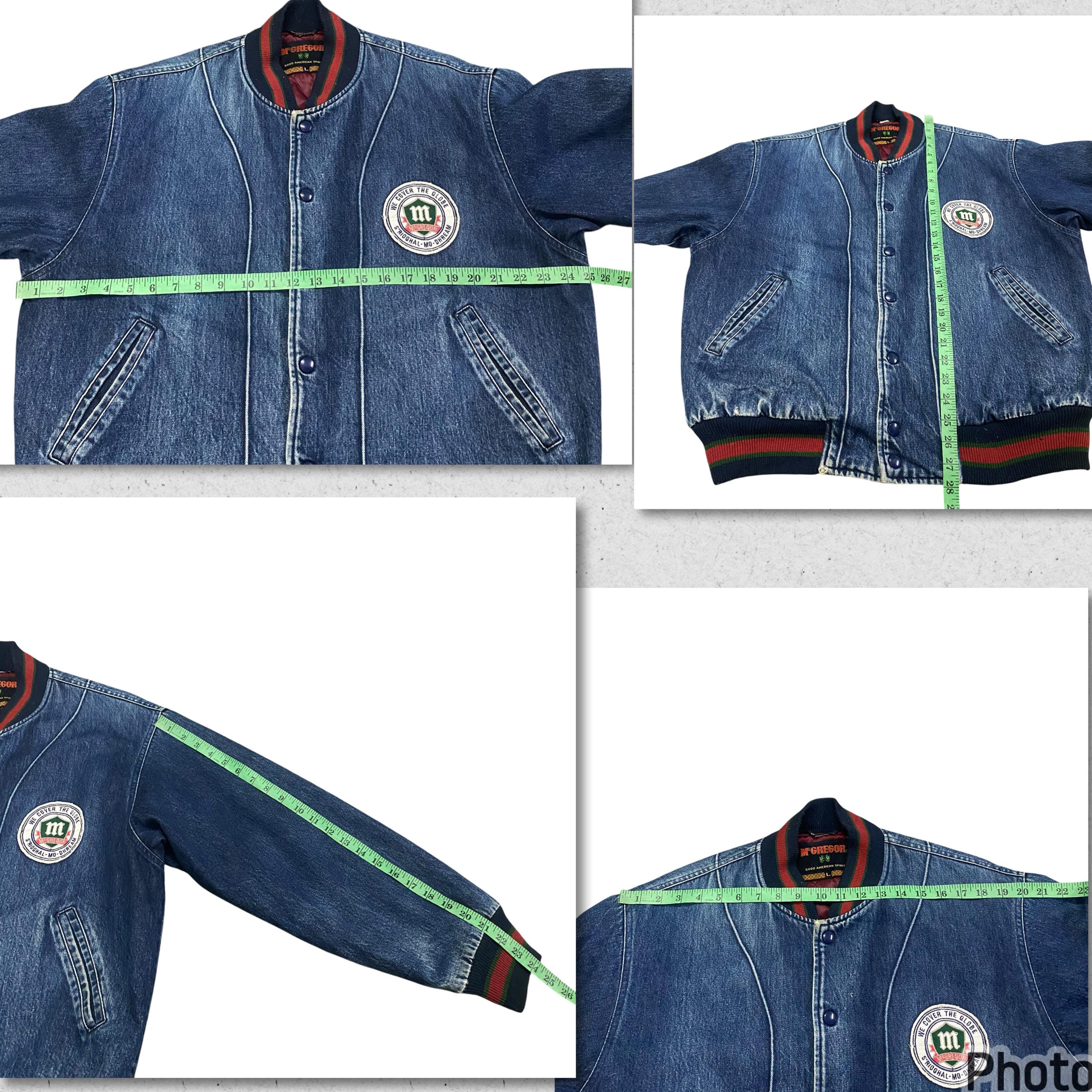 Vintage 90s Mcgregor Denim Bomber Snap Button Jacket L Size Blue
