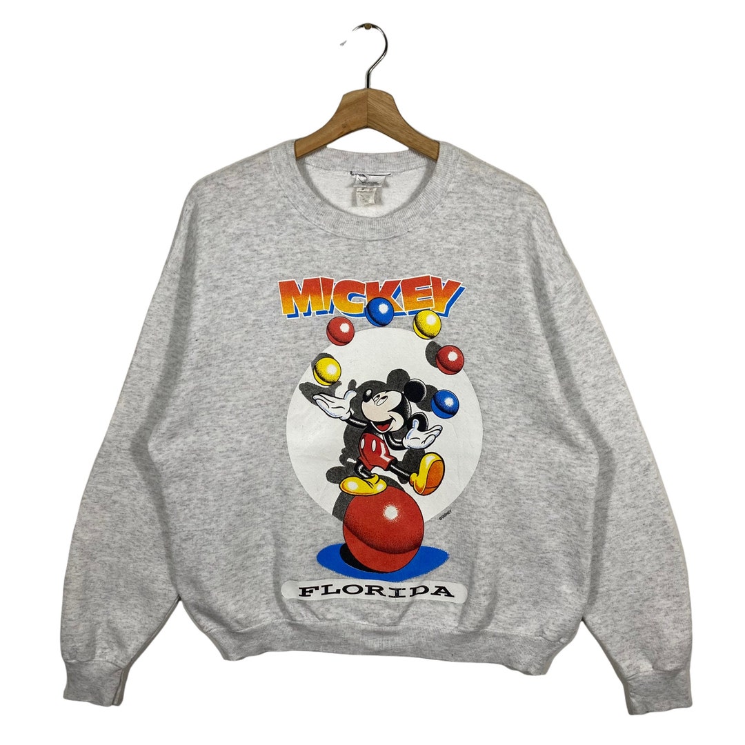 Vintage 90s Mickey Mouse Sweatshirt L Size but Fit to M Size Grey