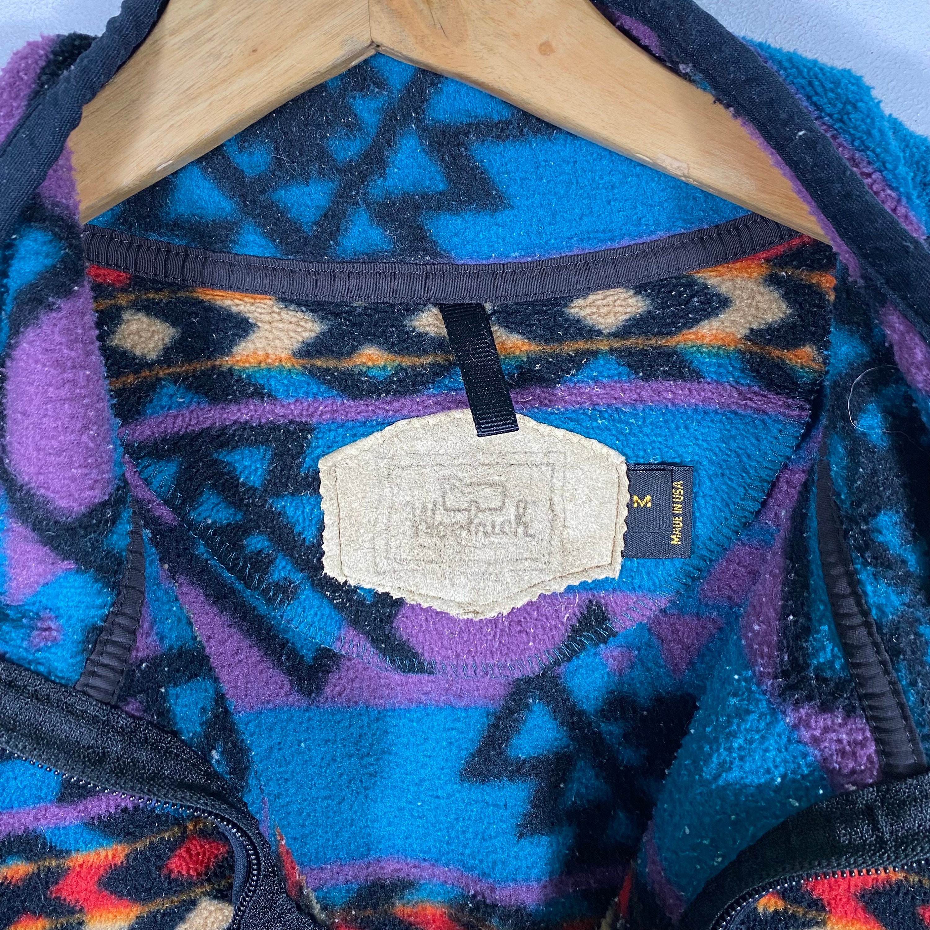 Vintage 90s Woolrich Aztec Tribe Fleece Half Zip Sweatshirt M Size