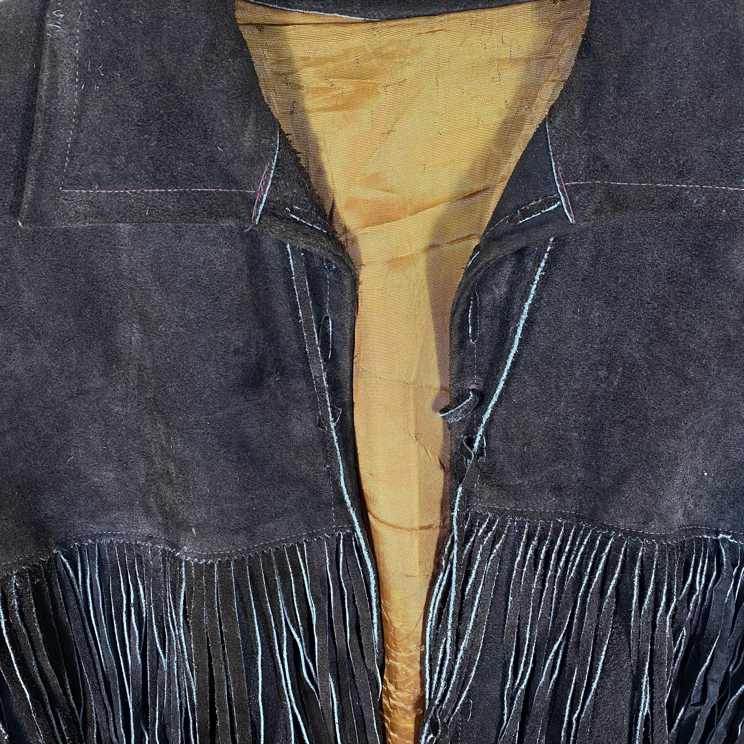 ジャケット・アウター 90s suede fringe collar Vintage 1990s Marlboro Miles Red Star Fringe Genuine Leather