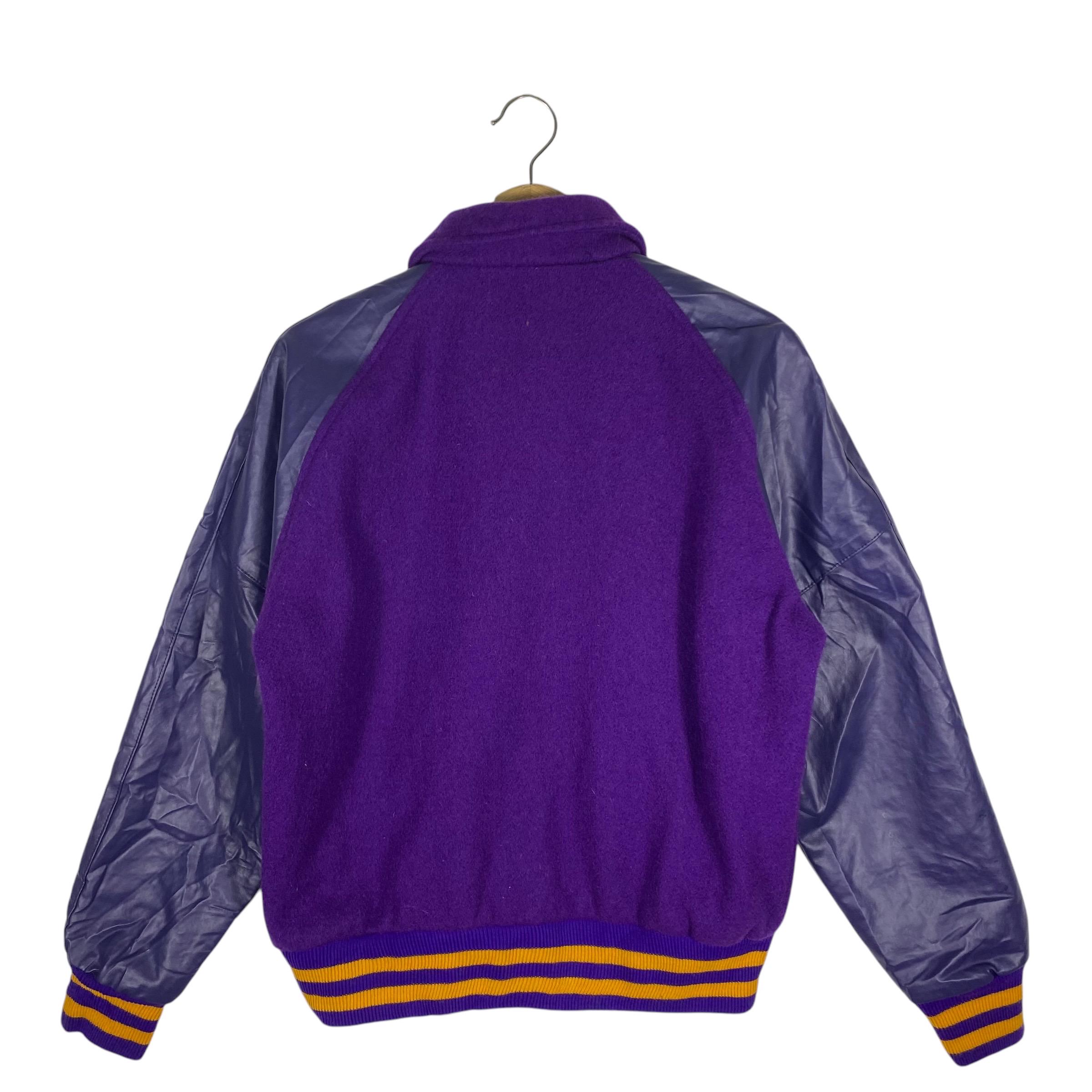 Vintage Tejas Mfg Wool Leather Varsity Jacket M Size Purple Colour