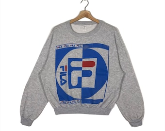 Vintage 90s FILA Big Logo Sweatshirt M Size Grey Colour