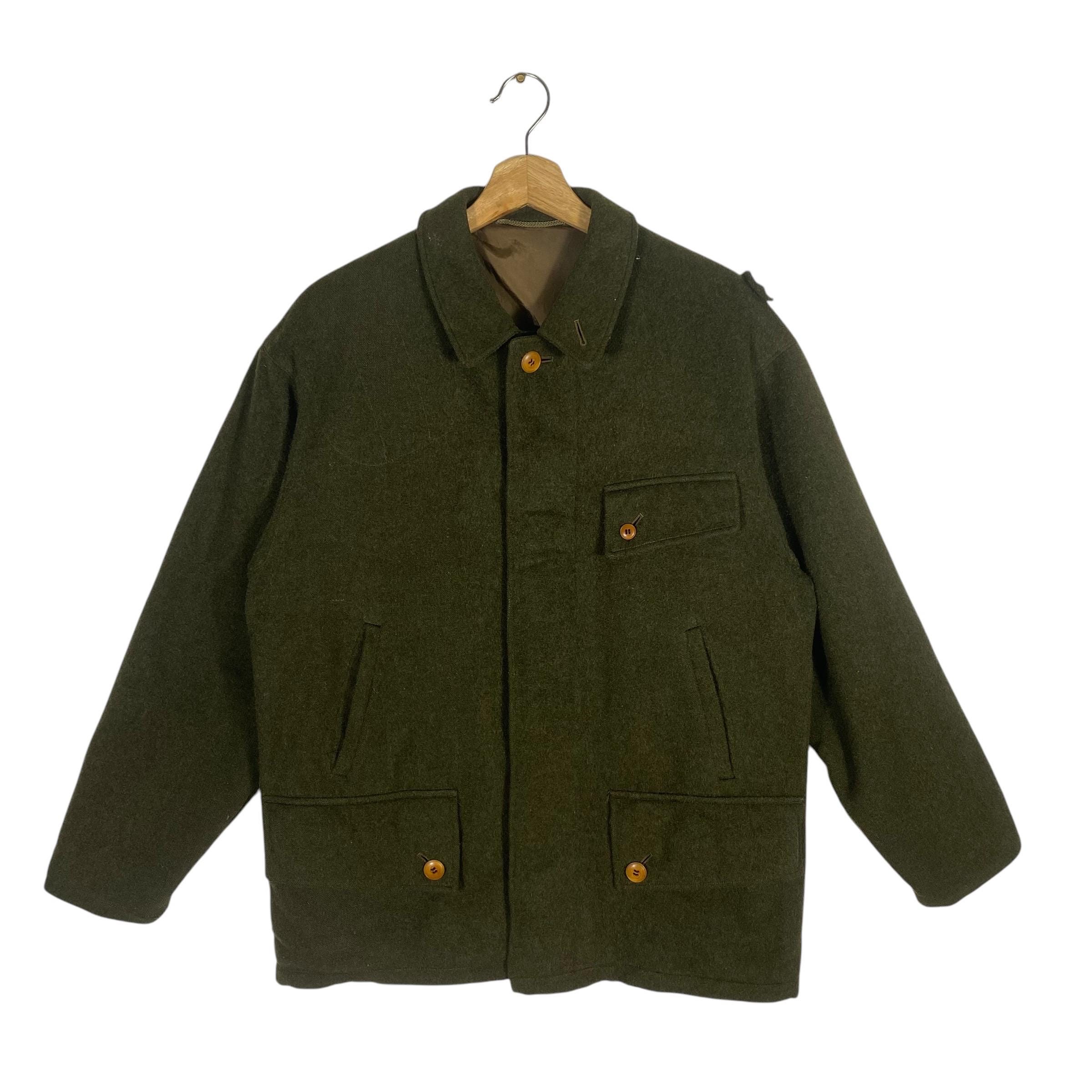 Vintage Tyroler Loden Wool Coat: Austrian Green Army Jacket
