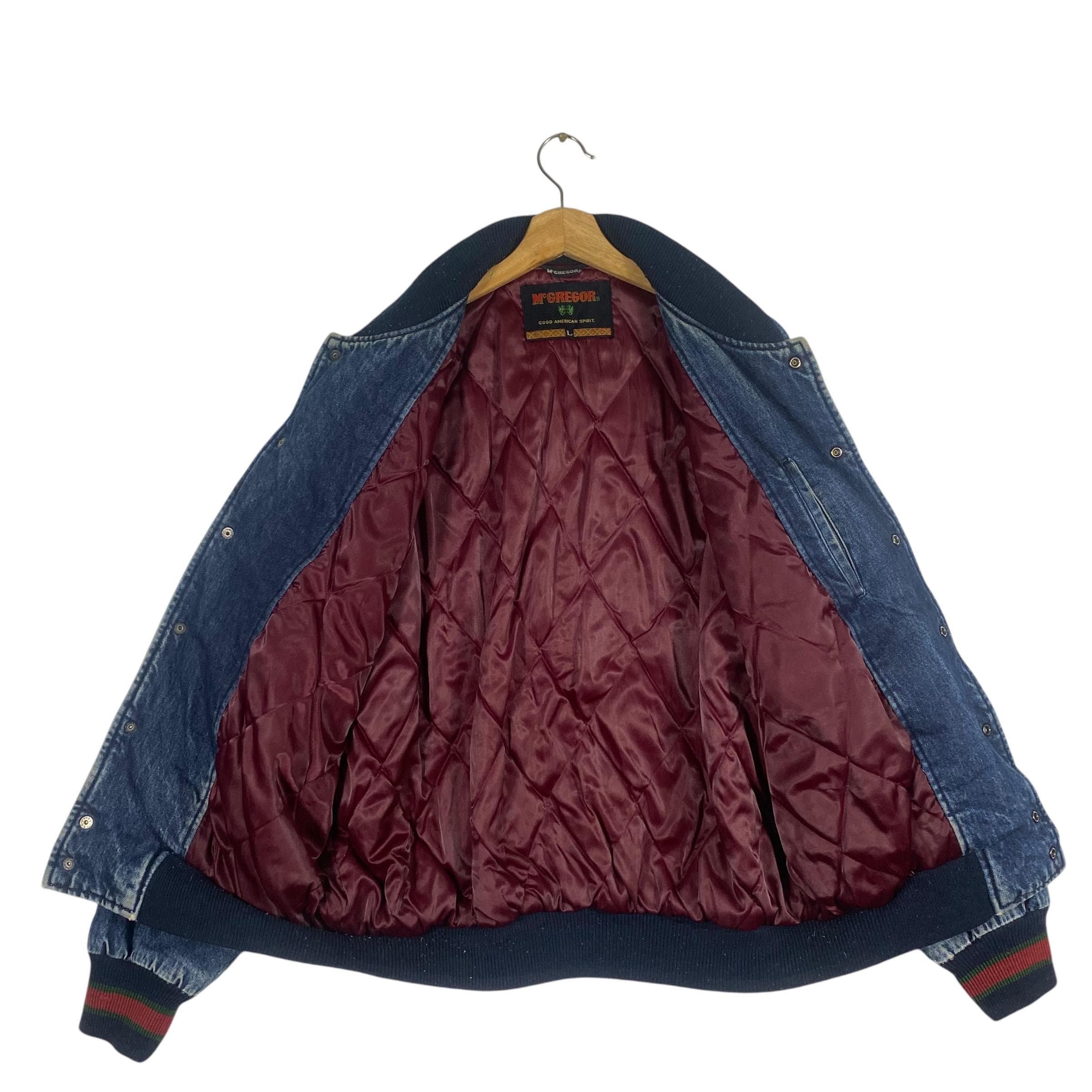Vintage 90s Mcgregor Denim Bomber Snap Button Jacket L Size Blue