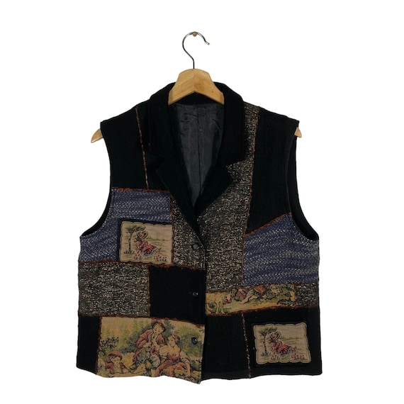 Vintage 90s Elfan Saito Fashions Vest Patchwork M Size - Etsy 