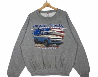 vintage Pickup Trucks An American Tradition Sweatshirt XL Size Grey Colour