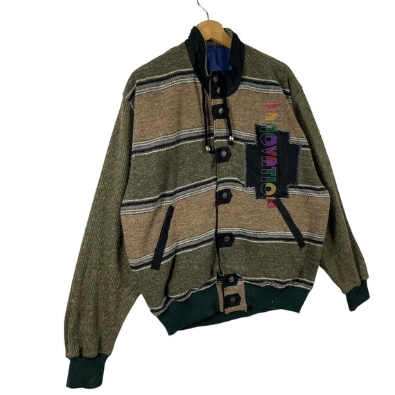 Vintage 90s Monsieur Greco Button Jacket M Size Brown/green Colour