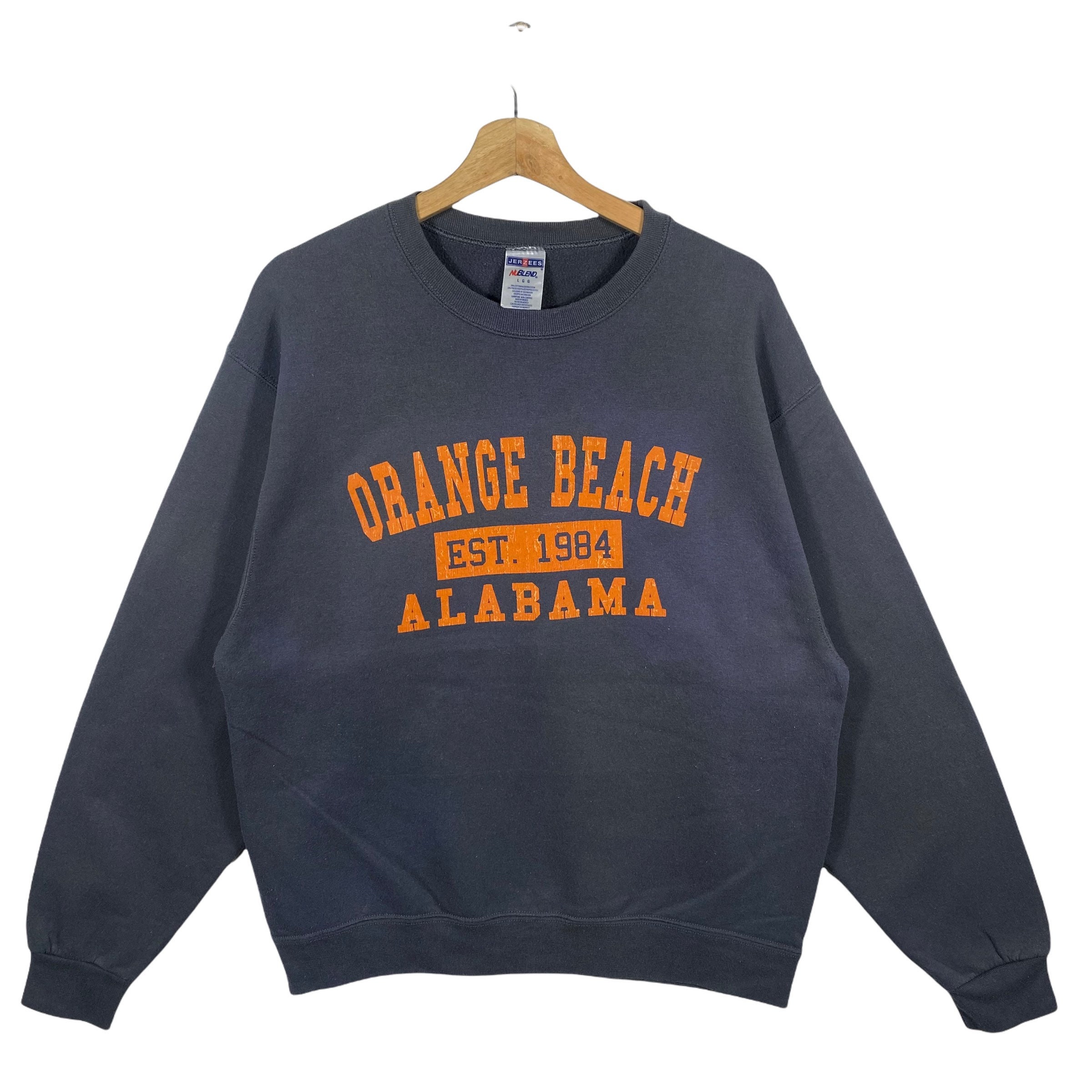 Vintage Orange Beach Alabama Sweatshirt L Size Dark Grey Color
