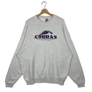 Moletom Vintage 90s Cobras Topeka tamanho XXL, mas adequado ao tamanho XL, cor cinza