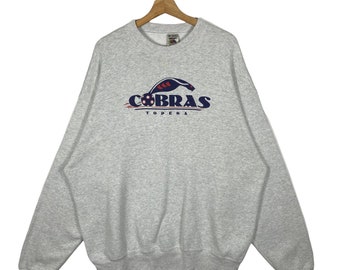 Vintage 90s Cobras Topeka Sweatshirt XXL Size But Fit To XL Size Grey Colour