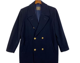 ジャケット・アウター Cashmere Double Breasted Coat 38 1950s Dark Blue Cashmere Double-breasted Polo Coat | 42 44 Regular