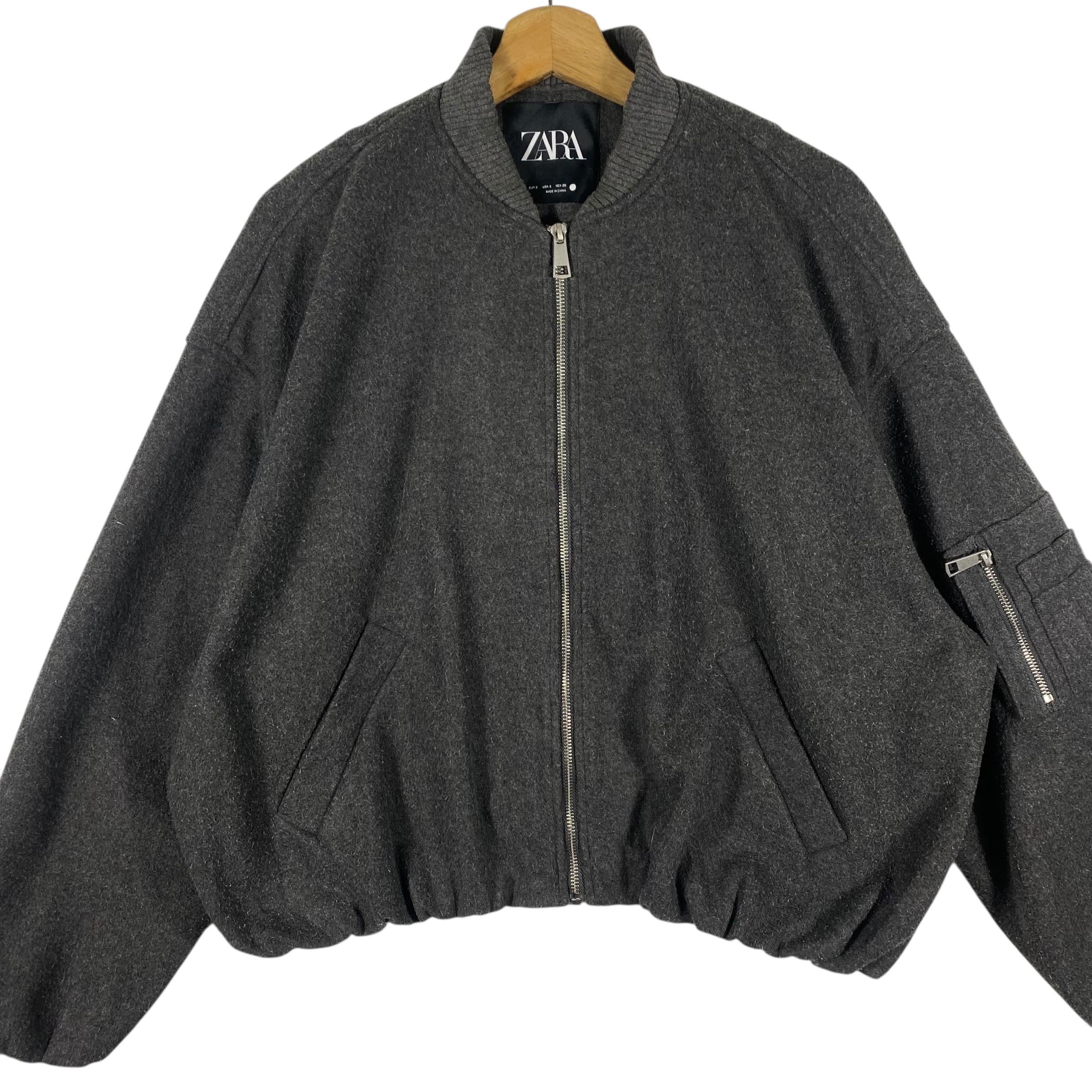 Zara ボンバーオーバーサイズジッパージャケット Sサイズ グレーカラー 