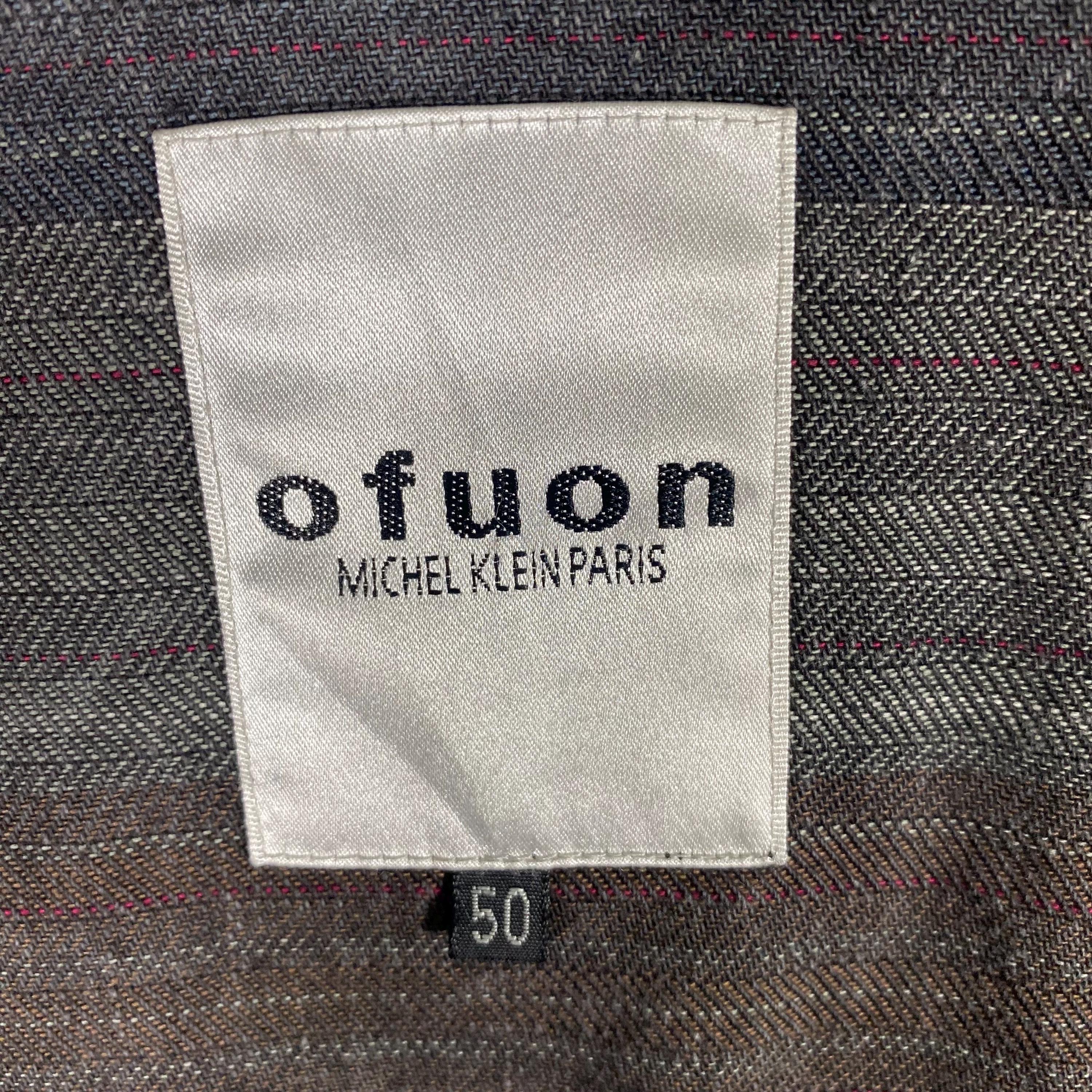 Ofuon Michel Klein Paris Striped Trucker Denim Jacket Size 50 Grey 