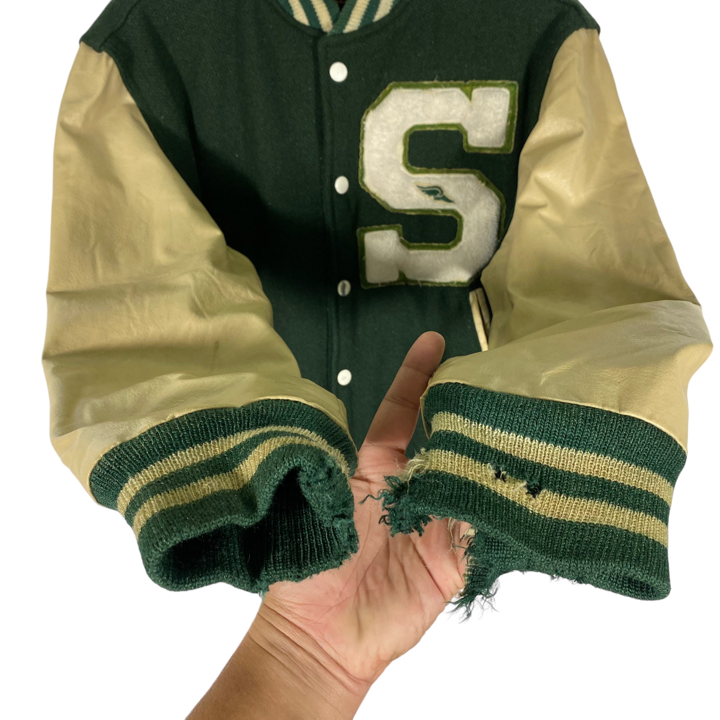 Champion varsity baseball jacket in green