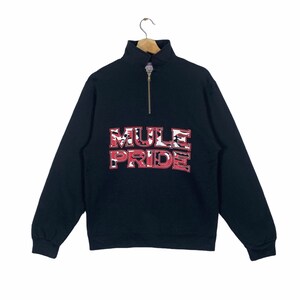 Vintage Mule Pride Half Zip Sweatshirt S Size Black Colour