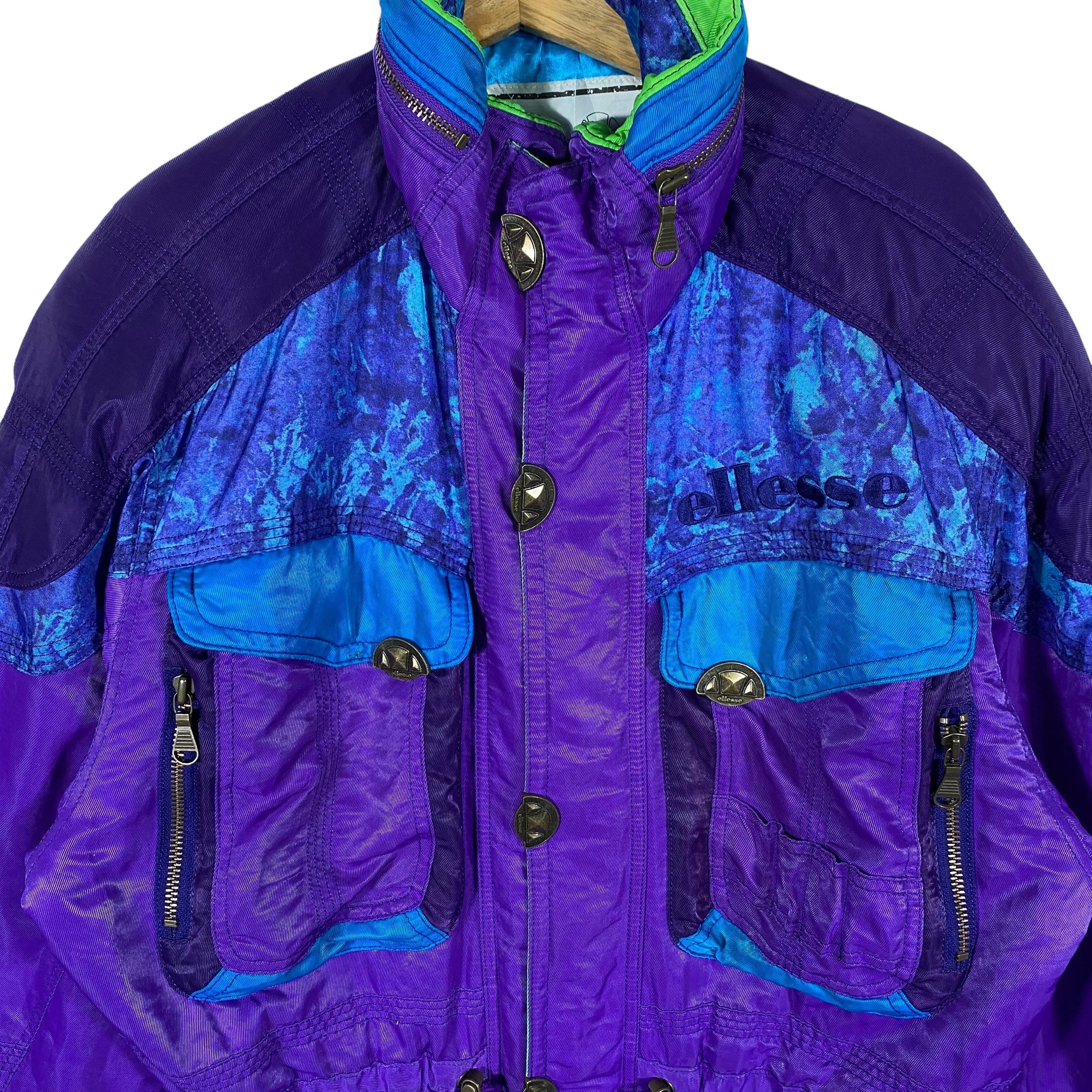 ✨ヴィンテージFABLICE スキーウェア派手✨ellesse派手⭐️ブーツバック Vintage 90s Ellesse Speed and Trip Ski Jacket L Size Purple - Etsy