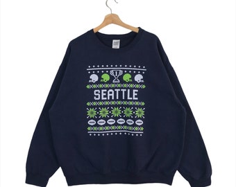 Vintage Seattle Sweatshirt XL Size NanyBlue Colour