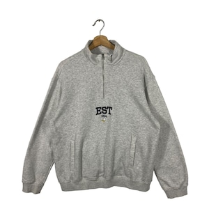 Vintage Donald Duck Half Zip Sweatshirt M Größe Graue Farbe