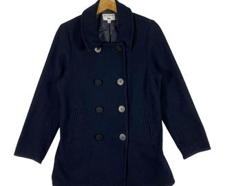 Vintage Ines De La Fressange Paris Wool Button Jacket - Navy Blue
