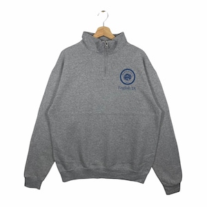 Vintage Menlo School Half Zip Sweatshirt L Size Grey Colour