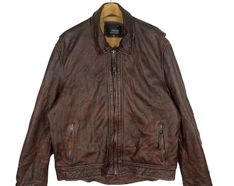 Vintage 80s Schott Suede Leather Bomber Jacket Military Boho