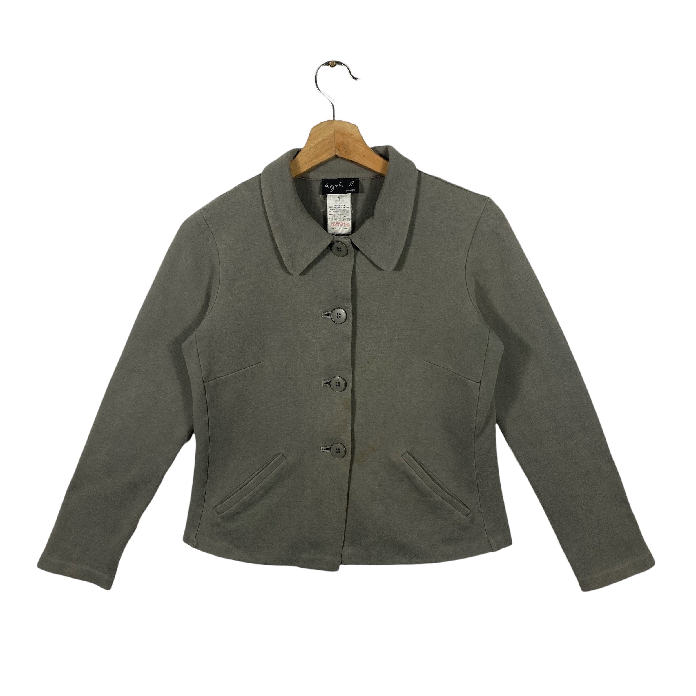 Vintage 90s Agnes B Button Jacket Size 1 (S) Darkgrey Colour