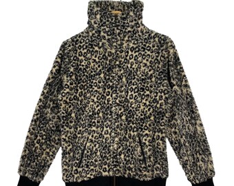 80₋90s leopard leather jacket レオパード柄 Vintage Velour Leopard Print Jacket 90s Size L - Etsy