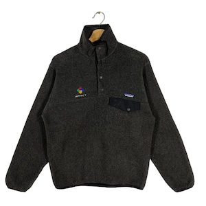 vintage Patagonia Synchilla Fleece Demi-bouton Taille S Gris foncé