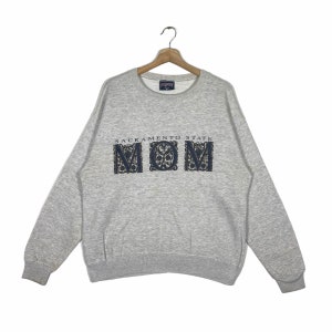 Vintage 90s University Sacramento State Mom Sweatshirt M Size Grey Colour