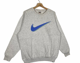 Nike Vintage 90s Big Swoosh Pullover Rare White Tag Black XL