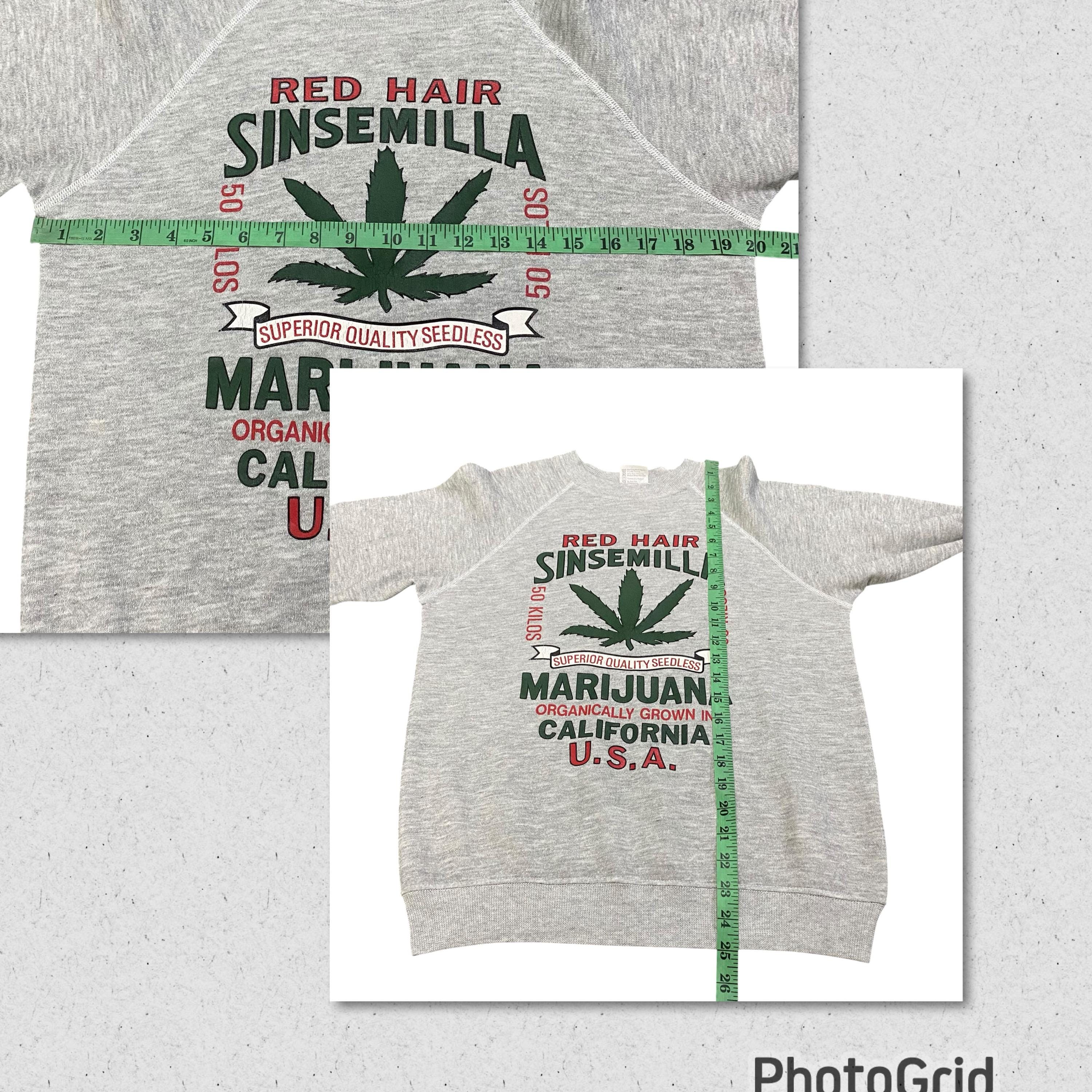 Vintage 80s Red Hair Sinsemilla Marijuana Sweatshirt M Size Grey