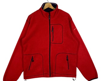 Vintage Polo Jeans Ralph Lauren Fleece Reißverschlussjacke XL Größe, aber passend für L Größe Rote Farbe