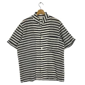 vintage Y's Yohji Yamamoto bouton de chemise rayée beige noir/blanc