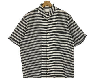 Vintage Y's Yohji Yamamoto Beige Striped Shirt Button Black/White Colour