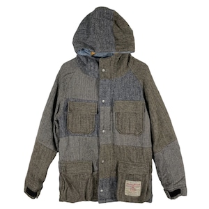 Vintage Harris Tweed Patchwork Wool Hoodie Jacket M Size