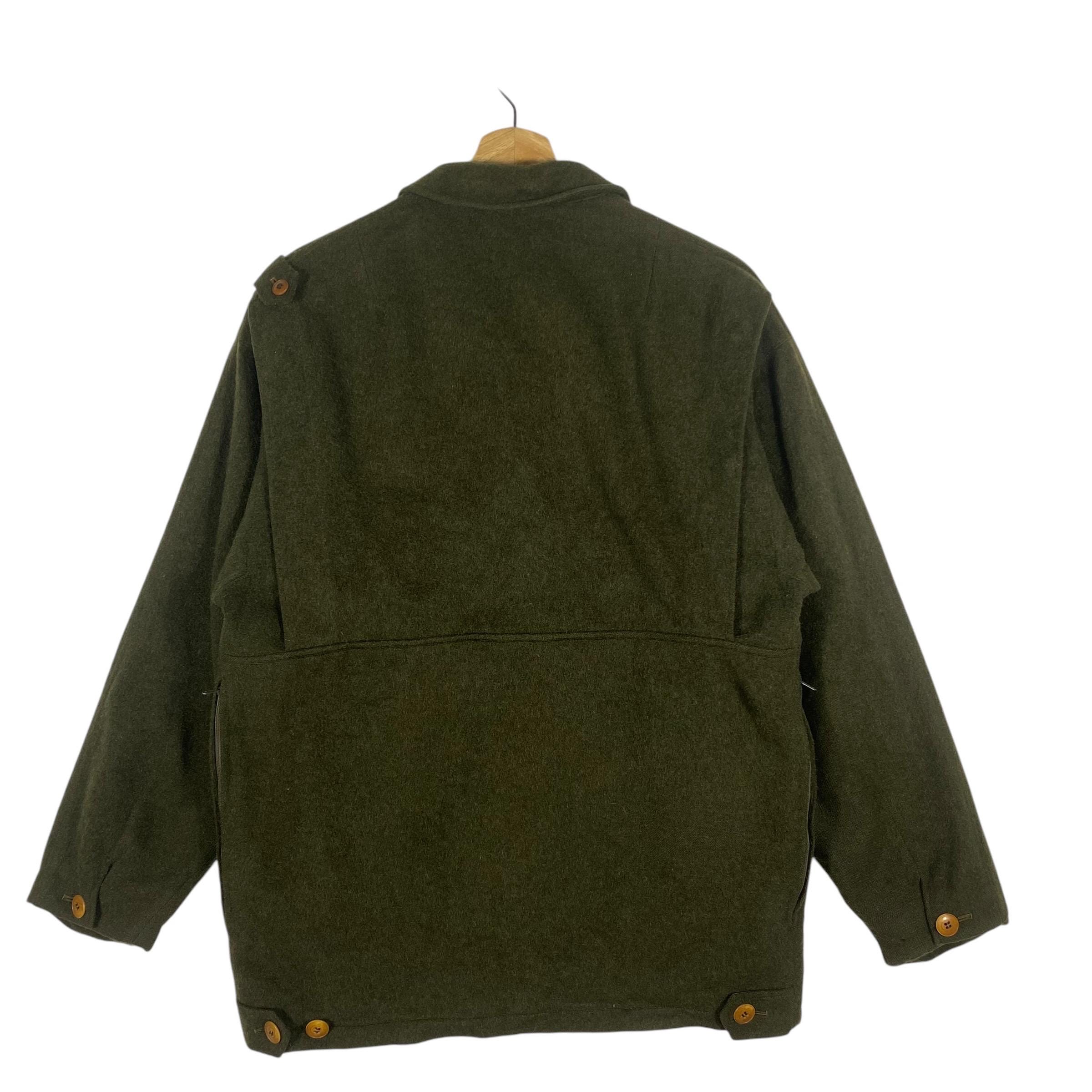 Vintage Tyroler Loden Wool Coat: Austrian Green Army Jacket