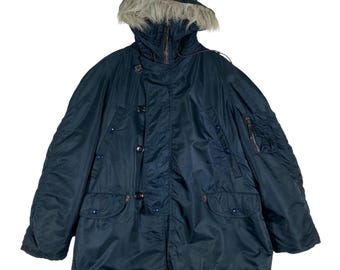 Vintage 90s ALPHA INDUSTRIES Type N3B (N) Parka Jacket Fur Made in