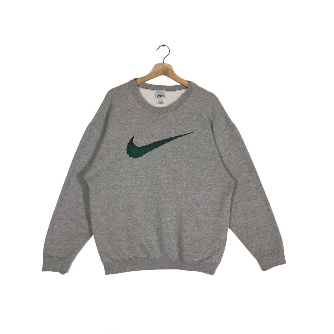 90s nike big swoosh crewneck スウェット 緑 Vintage Nike Big Swoosh Green / Orange Crewneck (Size XXL