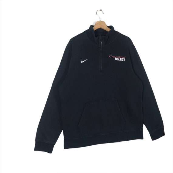 Vintage Nike Half Zip Sweatshirt L Size Black Colour - Gem