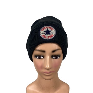 Vintage 90s Converse Logo Embroidery Beanie Unisex Black Colour