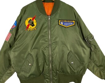 Reversible Military Style Bomber Jacket - Army Green - XXL - Etsy