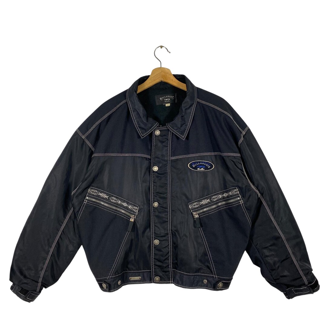 Vintage 90s Billabong Jacket: Black Zipper Button, Size M (fits L