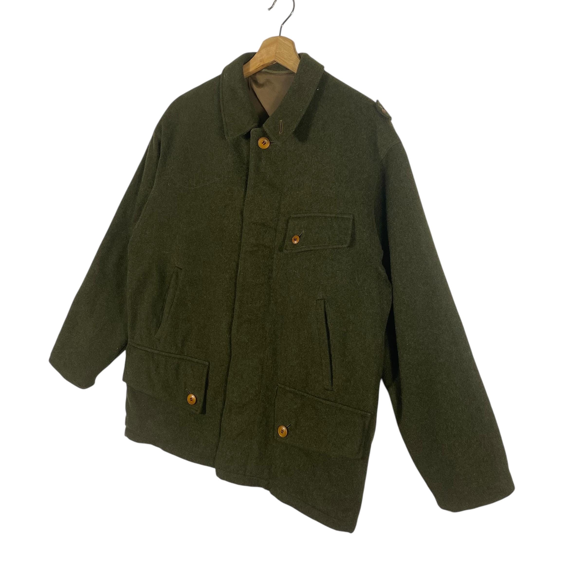 Vintage Tyroler Loden Wool Coat: Austrian Green Army Jacket (M