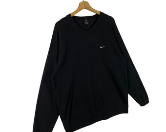 NIKE GOLFラグランスウェット Y2K テック XLサイズ ブラック Nike Golf V-neck Sweatshirt XL Size but to Fit L Size Black Colour