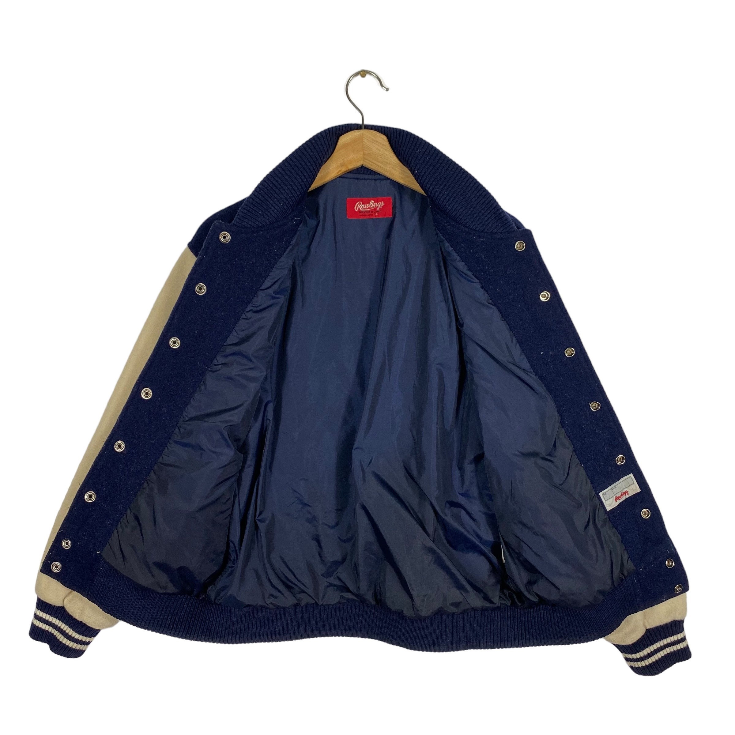 ジャケット・アウター 80s Rawlings wool varsity stadium jacket Vintage 90s Rawlings Varsity Jacket Button L Size but to Fit