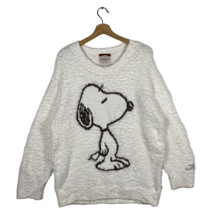 Felpa in pile vintage della marca giapponese X Peanuts Taglia unica ma adatta alla taglia M Colore bianco