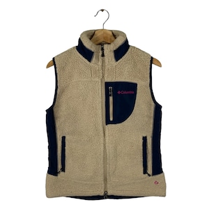 Vintage Columbia Fleece Vest L Size But To Fit M Size Brown Colour