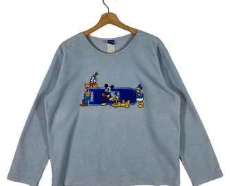 Vintage Disney Fleece Långärmad Storlek L Blå Färg