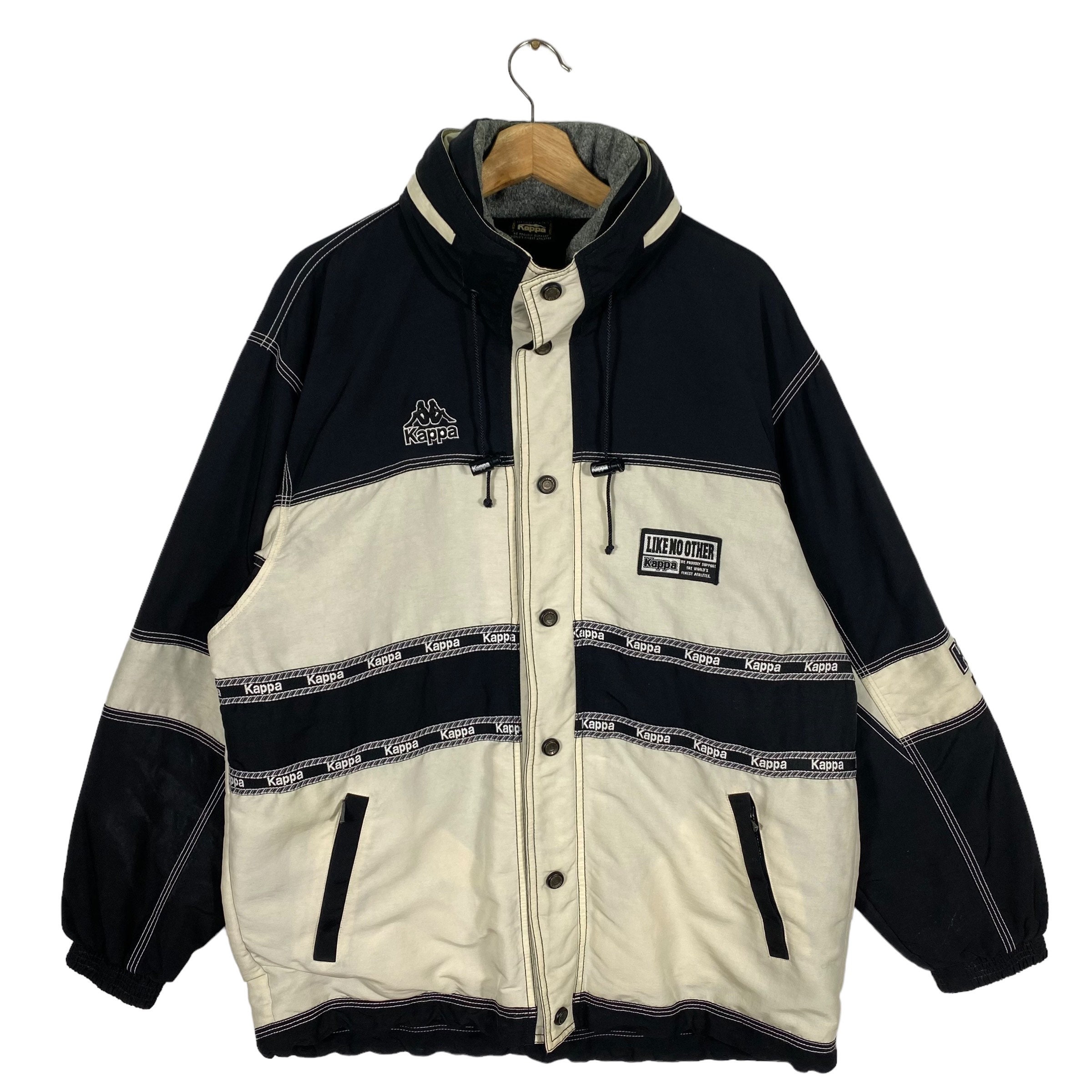 Vintage Kappa Jacket L Size Black/white Colour - Etsy